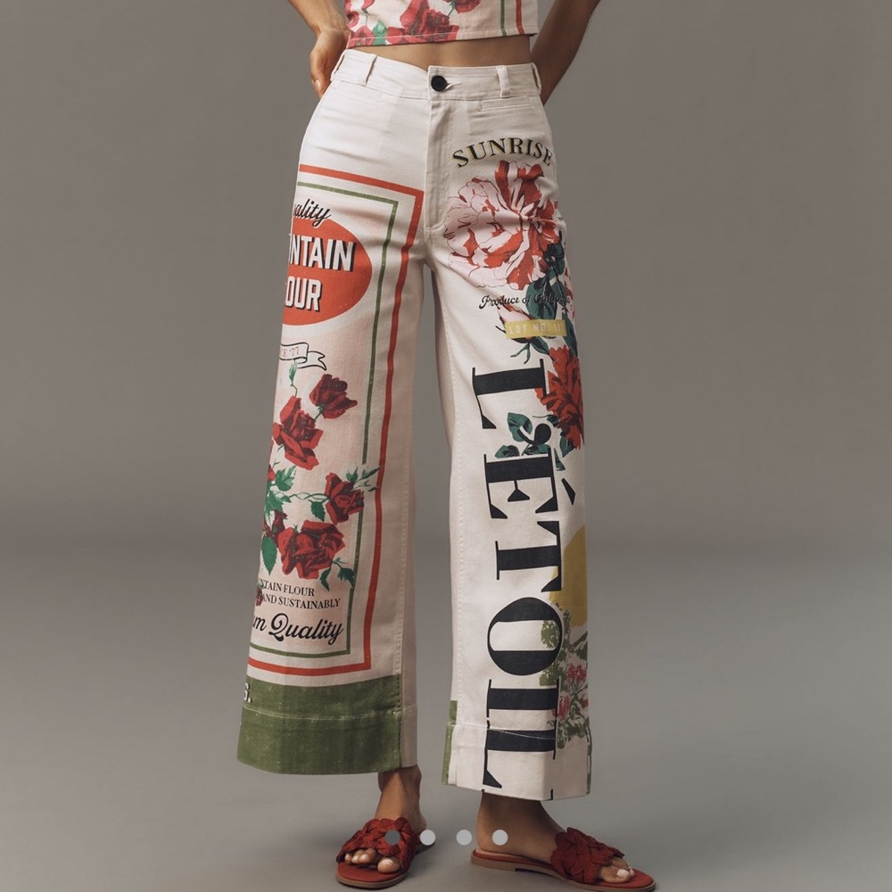 The Ettie Printed High-Rise Crop Pants by Maeve